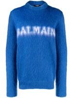 Balmain pull à logo imprimé - Bleu