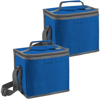 Koeltas - Set van 2x stuks - 9 liter - klein - blauw - polyester - 24x22x17 cm - voor lunch en drank Koeltas - Set van 2x stuks - 9 liter - klein - blauw - polyester - 24x22x17 cm - voor lunch en drank
