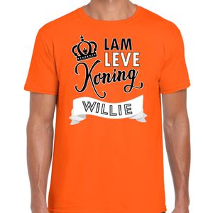 Oranje Koningsdag t-shirt - lam leve koning willie - voor heren