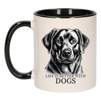 Cadeau mok voor honden liefhebbers - Labrador Retriver - zwart - keramiek - 300 ml