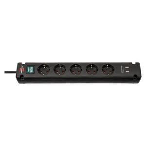 Brennenstuhl 1150660315 Bremounta Stekkerdoos | 5 Sockets | 2x USB-A | Zwart | 3 meter