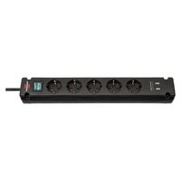 Brennenstuhl 1150660315 Bremounta Stekkerdoos | 5 Sockets | 2x USB-A | Zwart | 3 meter - thumbnail