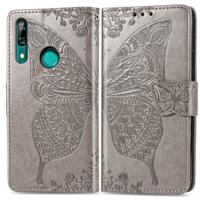 Butterfly Love bloemen reliëf horizontale Flip lederen case voor Huawei P Smart Z met houder & kaartsleuven & portemonnee & Lanyard (grijs)