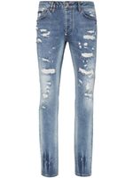 Philipp Plein jean droit à effet taches de peinture - Bleu