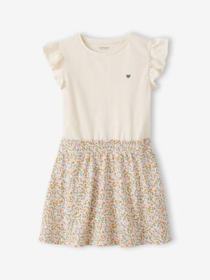 Meisjesjurk met 2-in-1 effect ecru