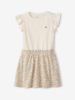 Meisjesjurk met 2-in-1 effect ecru