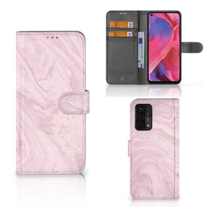 OPPO A54 5G | A74 5G | A93 5G Bookcase Marble Pink - Origineel Cadeau Vriendin