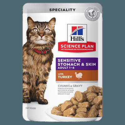 Hill&apos;s Science Plan Sensitive Stomach & Skin Adult met kalkoen natvoer kat 12 x 85 gr