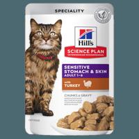 Hill&apos;s Science Plan Sensitive Stomach & Skin Adult met kalkoen natvoer kat 12 x 85 gr