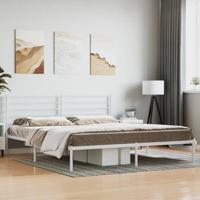 Bedframe met hoofdbord metaal wit 180x200 cm