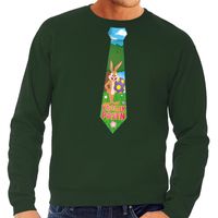 Paashaas stropdas vrolijk Pasen sweater groen voor heren Paashaas stropdas vrolijk Pasen sweater groen voor heren