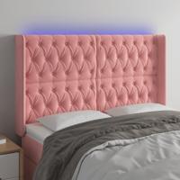 Hoofdbord LED 147x16x118/128 cm fluweel roze