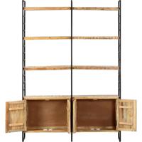 The Living Store Boekenkast Industrial - 124 x 30 x 180 cm - Ruw mangohout en ijzeren frame