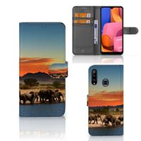 Samsung Galaxy A20s | Telefoonhoesje | Met pasjeshouder | Olifanten