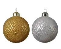 Kerstbal glas d8cm goud/zilver ass2 - thumbnail