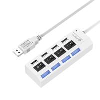 Hoge snelheid 4 ports USB 2.0-HUB met Switch & 4 LED, Plug en Play-wit