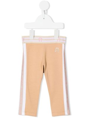 Aigner Kids legging à bande logo - Marron