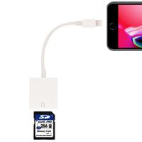 8 Pin to SD Card Camera Reader Adapter Support iOS 9.2-11 System For iPhone iPad(White)