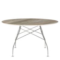 Kartell Glossy Eettafel Marmer Rond - Chrome / Tropical Grey - thumbnail