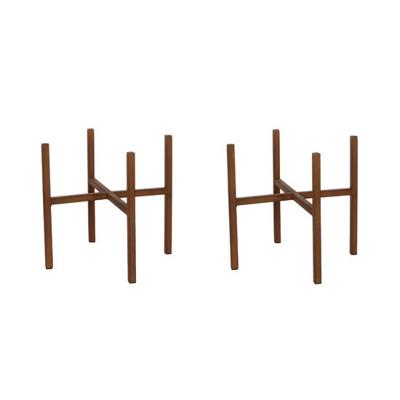 Plantenstandaard - 2x - roestbruin - H25 x B24 cm - metaal - Plantenpot/bloempot verhoger