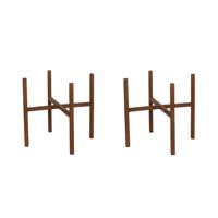 Plantenstandaard - 2x - roestbruin - H25 x B24 cm - metaal - Plantenpot/bloempot verhoger