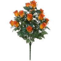 Louis Maes Kunstbloemen boeket rozen/gipskruid - oranje - H56 cm - Bloemstuk - Bladgroen - Kunstbloemen - thumbnail