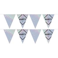 2x Lets party holografische feest versiering vlaggenlijnen 10 meter   -