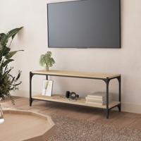 Tv-meubel 100x33x41 cm bewerkt hout en staal sonoma eikenkleur