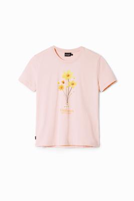 T-shirt met madeliefjesillustratie - RED - XS