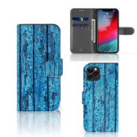 Apple iPhone 11 Pro Book Style Case Wood Blue - thumbnail