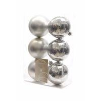 Kerstboom decoratie kerstballen mix zilver 12 stuks - thumbnail