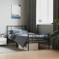 Bedframe met hoofd- en voeteneinde metaal zwart 90x190 cm