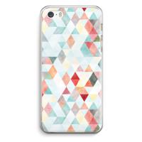 Gekleurde driehoekjes pastel: iPhone 5 / 5S / SE Transparant Hoesje - thumbnail