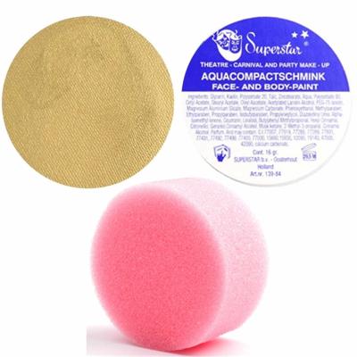 Superstar schmink kleur goud - 16 gram - met rond grimeer sponsje - Schminken - alle leeftijden Superstar schmink kleur goud - 16 gram - met rond grimeer sponsje - Schminken - alle leeftijden