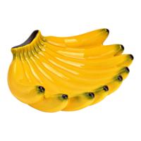 Fruitschaal bananen - keramiek - geel - 23 x 7 x 19 cm - decoratieve schalen