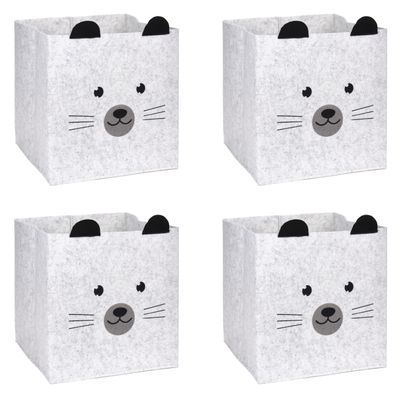 4x stuks opbergmand/kastmand vilt kinderkamer - dieren thema muis - 32 cm