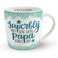 Miko Cadeau koffie/thee mok vader - wit/groen - lieve papa - porselein - Vaderdag   -