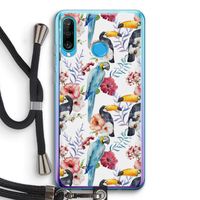 Bloemen tukan: Huawei P30 Lite Transparant Hoesje met koord