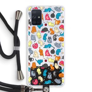 Kleurrijke katten: Samsung Galaxy A71 Transparant Hoesje met koord