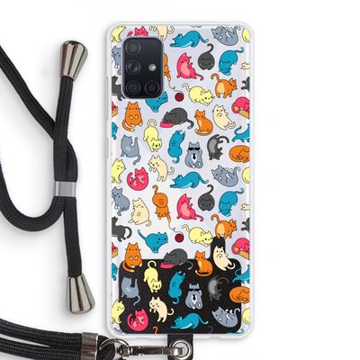 Kleurrijke katten: Samsung Galaxy A71 Transparant Hoesje met koord