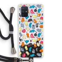 Kleurrijke katten: Samsung Galaxy A71 Transparant Hoesje met koord