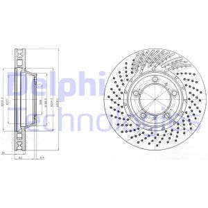Remschijf DELPHI, Remschijftype: Geventileerd, Inbouwplaats: rechts, u.a. für Porsche