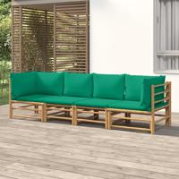 4-delige Loungeset met kussens bamboe groen