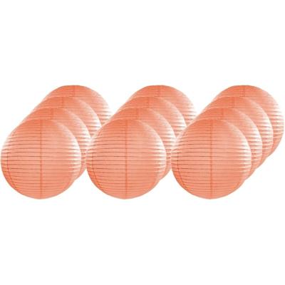 Luxe bol feest lampion - 12x - zalmroze - dia 25 cm - papier