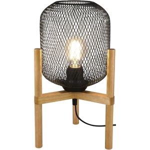 LED Tafellamp - Tafelverlichting - Trion Kalim - E27 Fitting - Rond - Mat Zwart - Aluminium