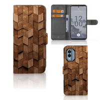 Book Style Case voor Nokia X30 Wooden Cubes - thumbnail