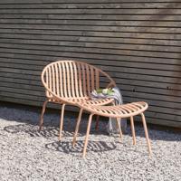 WOOOD Outdoor Fauteuil 'Bruce' Set met hocker, kleur Zalmroze