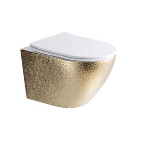 Wandcloset Best Design Royal-Gold Rimfree Inclusief Zitting Glans Wit/Goud