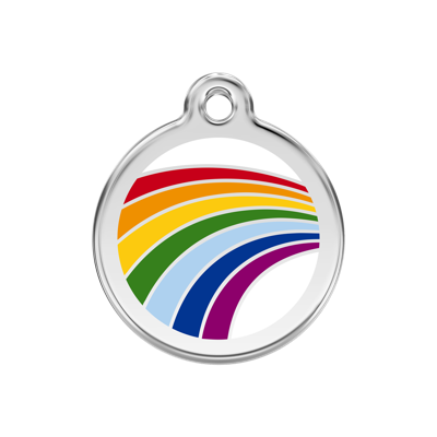 Rainbow White roestvrijstalen hondenpenning medium/gemiddeld dia. 3 cm - Reddingo