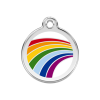 Rainbow White roestvrijstalen hondenpenning medium/gemiddeld dia. 3 cm - Reddingo